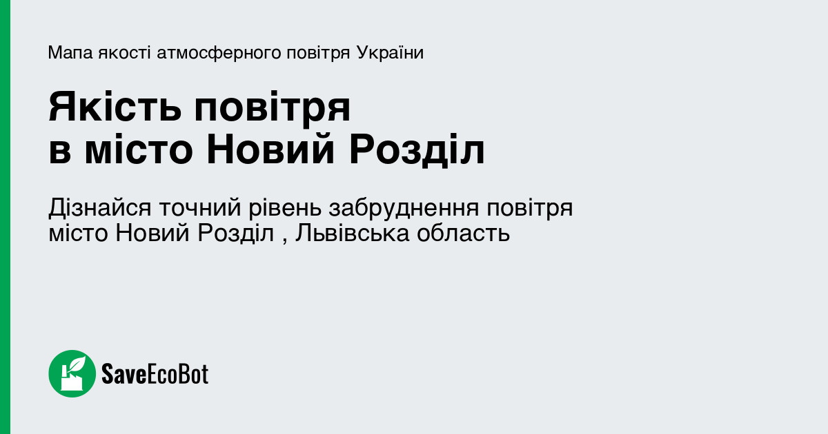 Якість повітря у місті Новий Розділ, Львівська область онлайн: карта ...